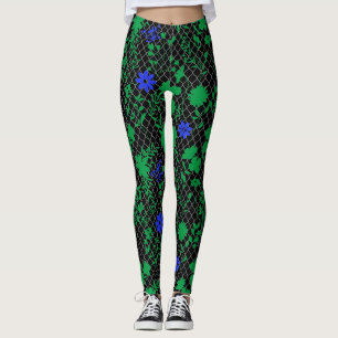 Legging Flores em verde líquido.01.b FNG01A.Black BG