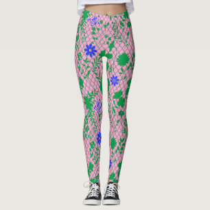 Legging Flores em verde líquido.01.b FNG01A.Rosa BG