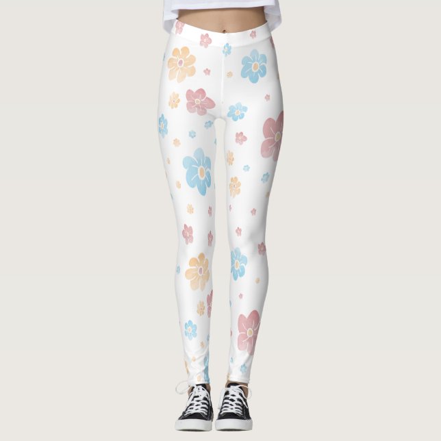 Legging Flores Florais Elegantes De Primavera Aquarela Flo (Frente)