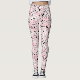 Legging Flores florais pastas sem costura folhas de pincel
