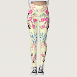 Legging Flores Florais Trendy Cream Aves Naturais