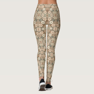 Legging Flores Folclóricas Contemporâneas em Tons Terrosos
