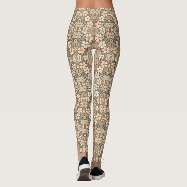 Legging Flores Folclóricas Contemporâneas em Tons Terrosos (Verso)