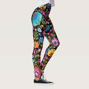 Legging Flores folclóricas Wycinanki preto 
