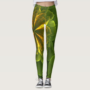 Legging Flores Fractais Amarelas Verdes Fantasy