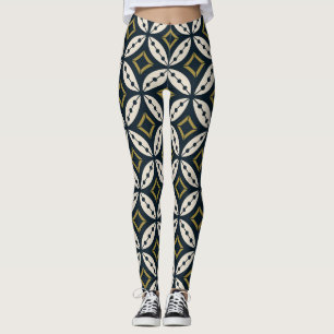 Legging Flores geométricas sem costura: padrão colorido.