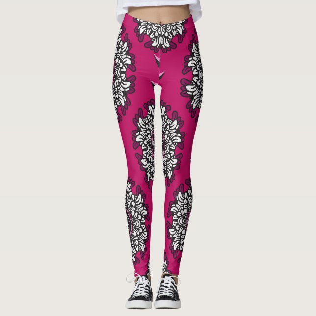 Legging Flores Gráficas Florais Sem Semente Rosa (Frente)