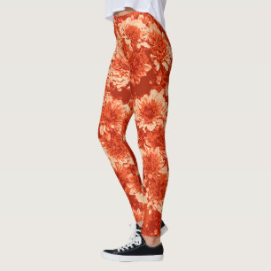 Legging Flores gráficas modernas da dália, tanjerina