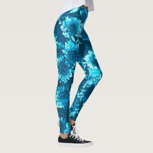 Legging Flores Gráficas Modernas Dahlia, Azul Indigo