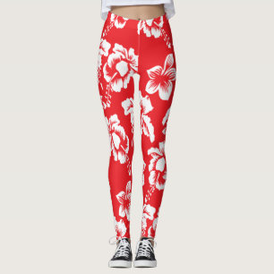 Legging Flores havaianas vermelhas do hibiscus