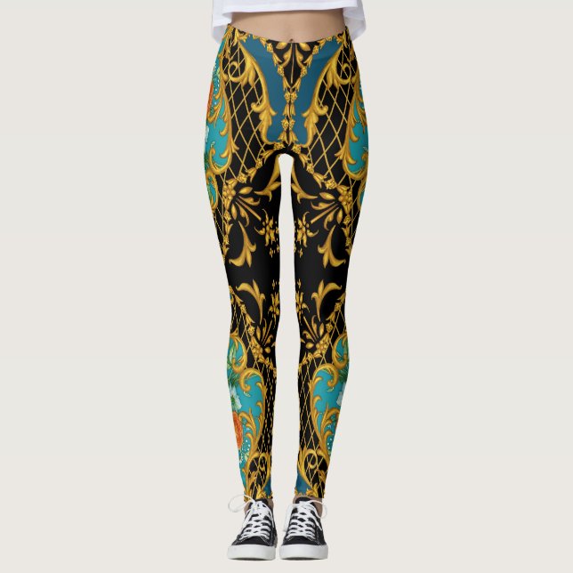 Legging Flores Laranja Rosa: Composição Quadrada (Frente)