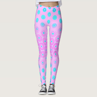 Legging Flores Lilás, Azul-Céu e Rosa