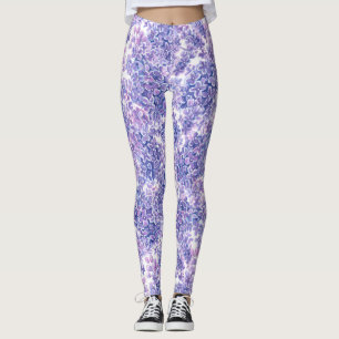 Legging Flores lilás de cor aquosa violeta