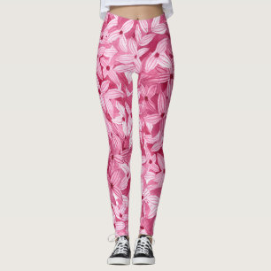 Legging Flores lilases de aquarelas: fundo floral rosa