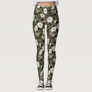 Legging Flores-lua e mariposas esfinas