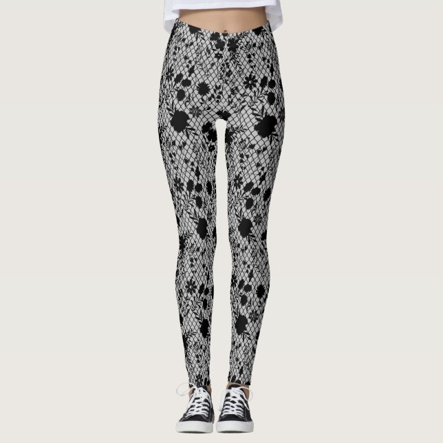 Legging Flores na rede 01.wx4 Cinzas BG (Frente)