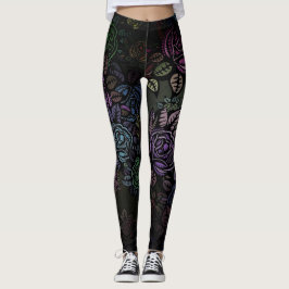 Legging Flores nas Pernas Noturnas