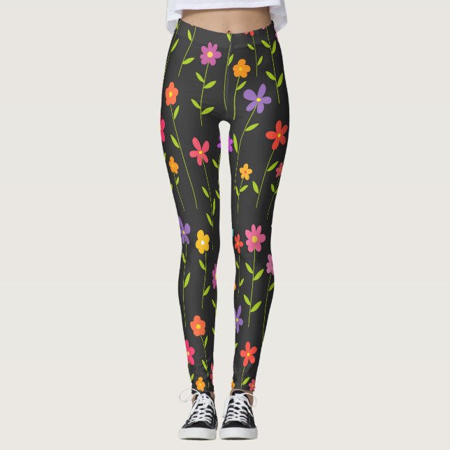 Legging Flores negras coloridas (Frente)