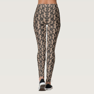 Legging Flores Negras Falsas, Redes de Pesca Pernas Român