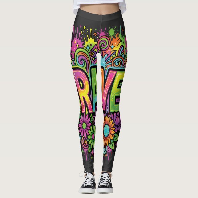 Legging Flores Neon RAVE (Frente)