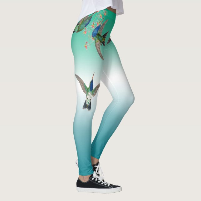 Legging Flores Ombre dos colibris por todo o lado em (Direita)