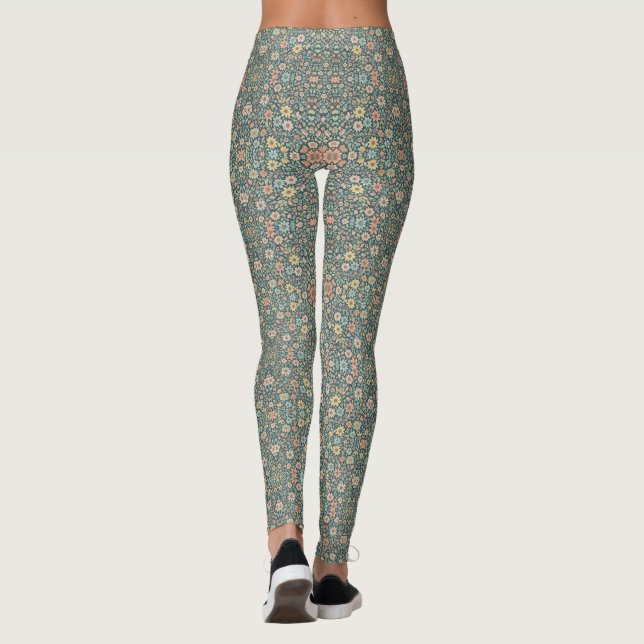 Legging Flores pastosas com fundo escuro (Verso)