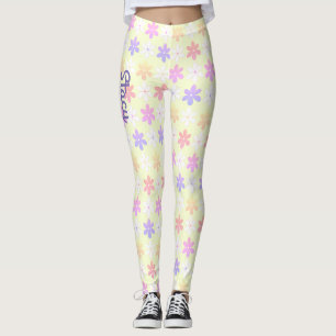 LEGGING FLORES PEQUENAS DE MENINAS COR LILAC AMARELA PÁLID