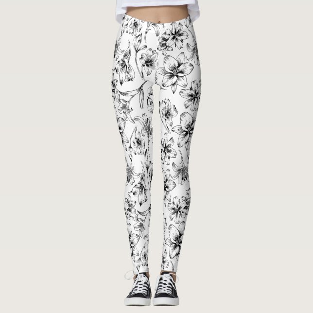 Legging Flores Pretas Lily (Frente)