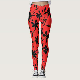 Legging Flores Pretas Vermelhas