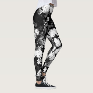 Legging Flores - preto e branco