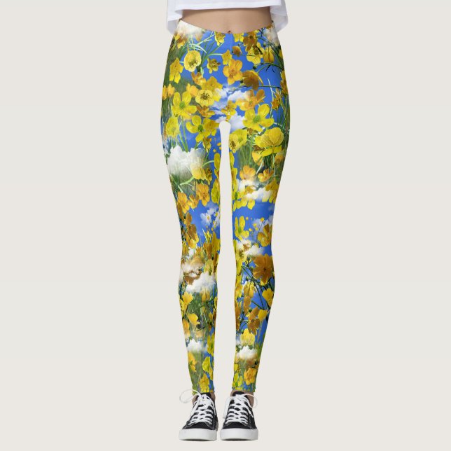 Legging Flores primavera Buterglass nas nuvens (Frente)