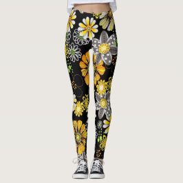 Legging Flores que incandescem em caneleiras da escuridão