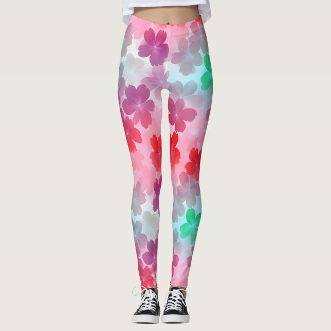 Legging Flores Rosa Abstrato Sakura (Frente)