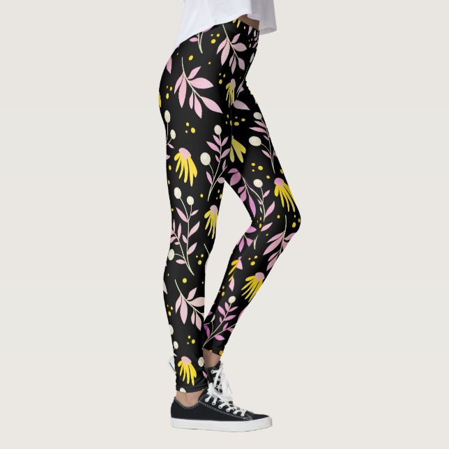 Legging Flores Rosa + Amarelo (Direita)