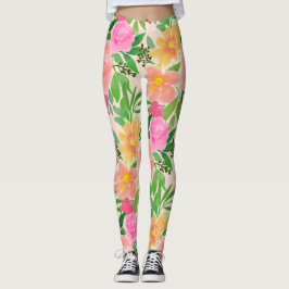 Legging Flores Rosa Aquarela na Moda