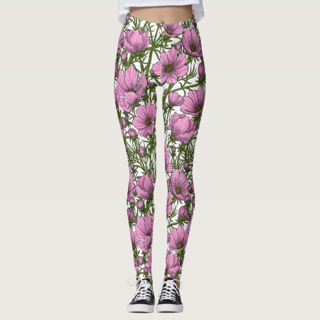 Legging Flores rosa Cosmos (Frente)