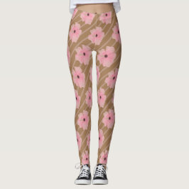 Legging Flores Rosa E Pernas De Estirpes