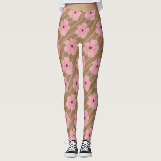Legging Flores Rosa E Pernas De Estirpes (Frente)