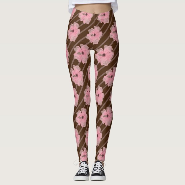 Legging Flores Rosa E Pernas De Estirpes (Frente)
