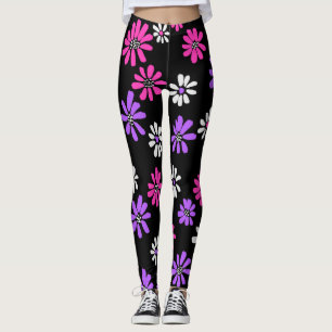 Legging Flores Rosa E Púrpura, Cuta Vibrante