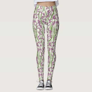 Legging Flores rosa Hyacinona em branco natural