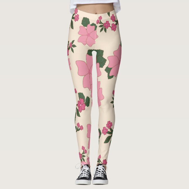 Legging Flores Rosa, Padrão Floral, Padrão De Flores (Frente)