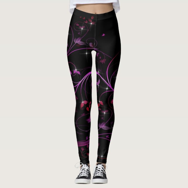 Legging Flores Rosa Quente (Frente)