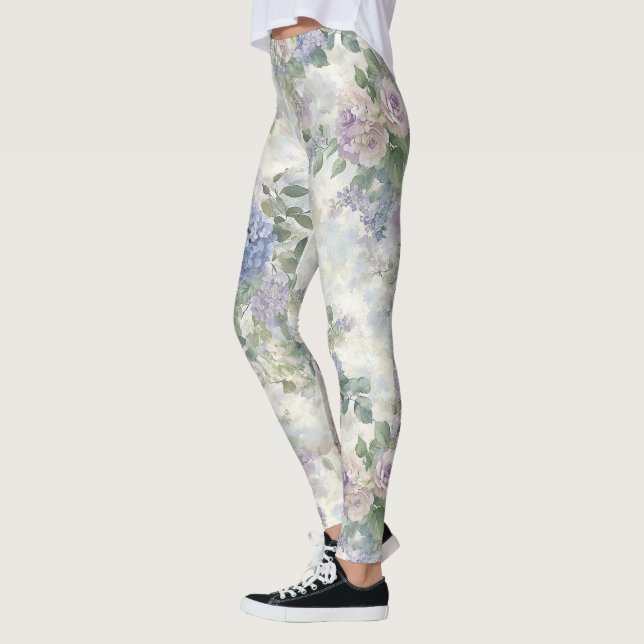 Legging Flores Rosa Roxo Românticas (Esquerda)