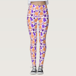 Legging Flores Roxas E Laranja
