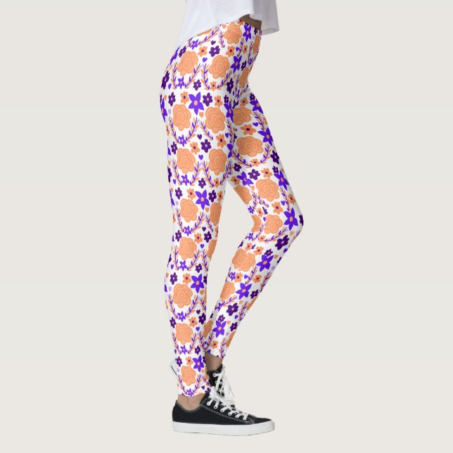 Legging Flores Roxas E Laranja (Direita)