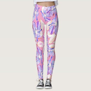 Legging Flores Roxas: Elegância Floral Por Aquarelas.