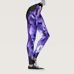Legging Flores roxas profundas Elegantes hydrangeas