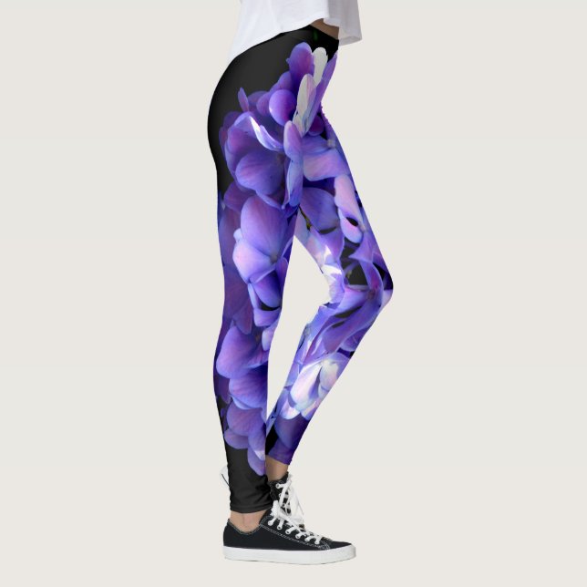 Legging Flores roxas profundas Elegantes hydrangeas (Direita)