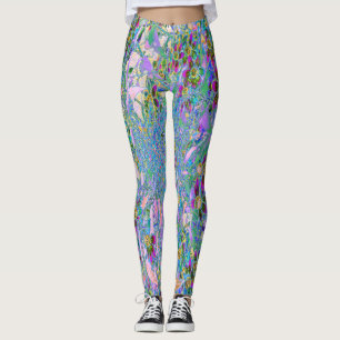 Legging Flores Roxas, Verdes e Azuis a Rosa